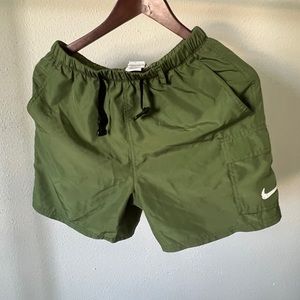 Green Nike belted packable swim trunks